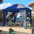 thumbnail image 4 of Meetleisure 11'x11' Pop Up Gazebo for Patios, Outdoor Canopy Tent with Sidewalls, Mosquito Netting, Pop Up Shelter for Wedding Party, Dark Blue, 4 of 13