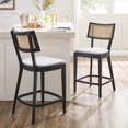thumbnail image 2 of Counter Stool Chair, Set of 2, White Black, Wood, Bar Pub Cafe Bistro Dining Kitchen Hospitality Restaurant, Modern Contemporary HB36730, 2 of 10