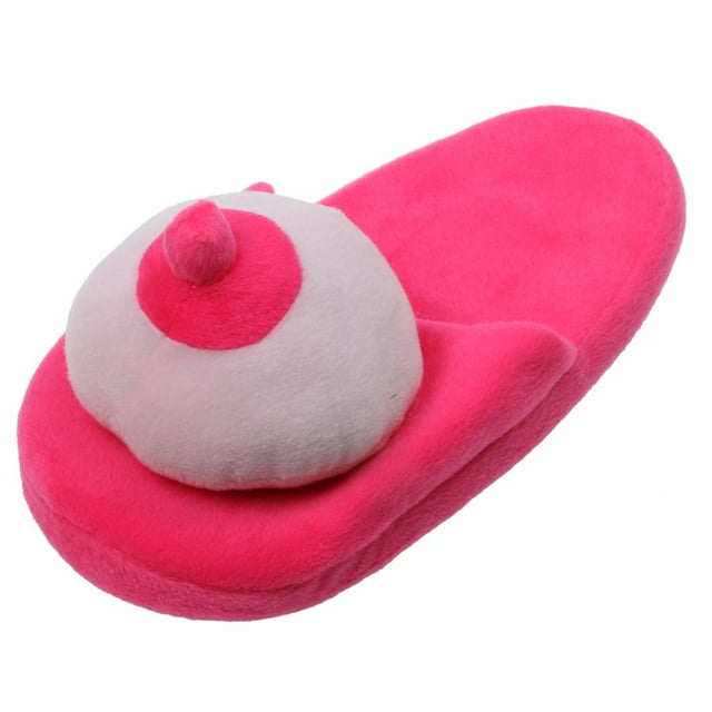 Pantuflas de peluche con forma de pecho para despedida de soltero