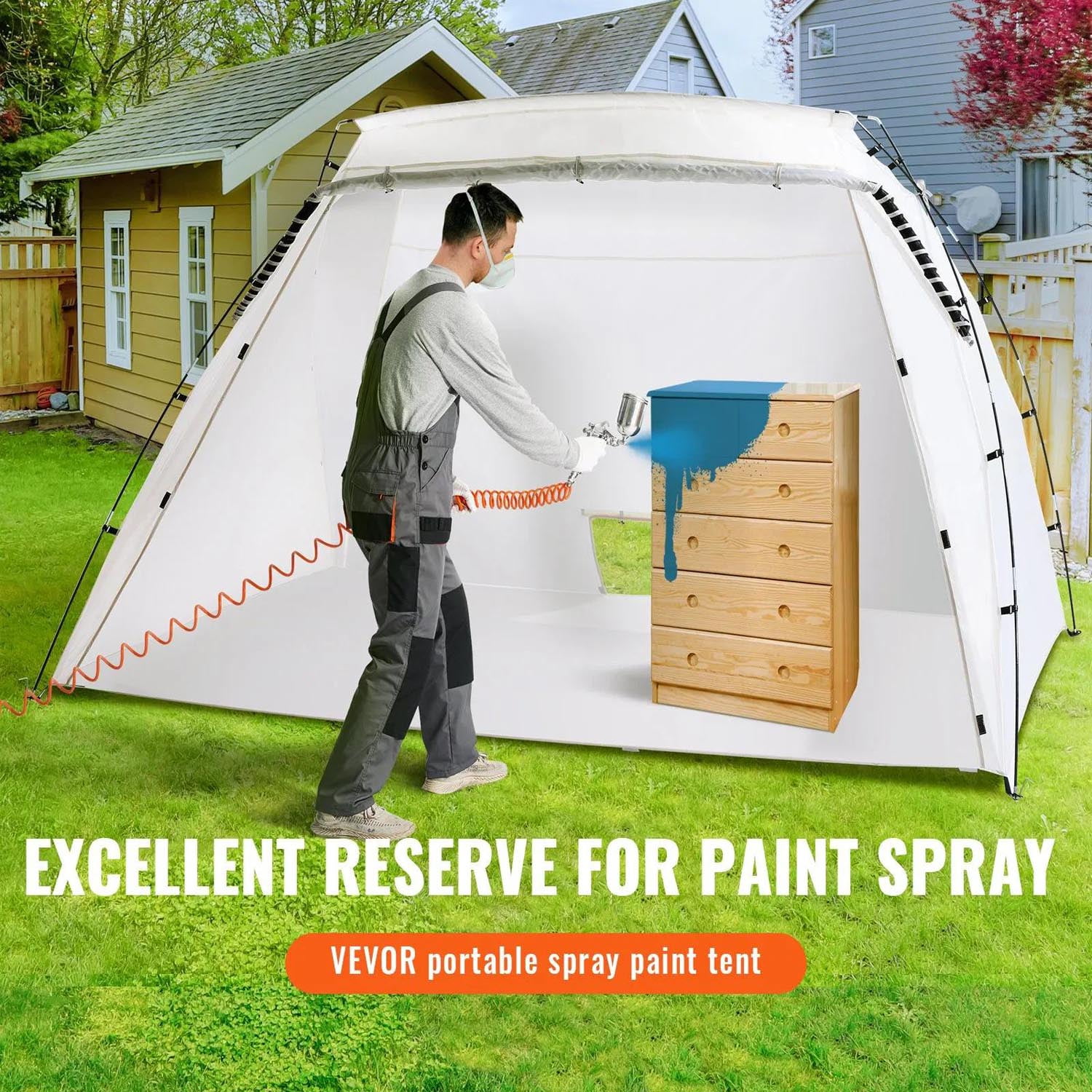 Portable Paint Booth, Larger Spray Paint Tent with Built in Floor, Painting Tent Station for Furniture DIY Hobby Tool, Spray Paint Shelter