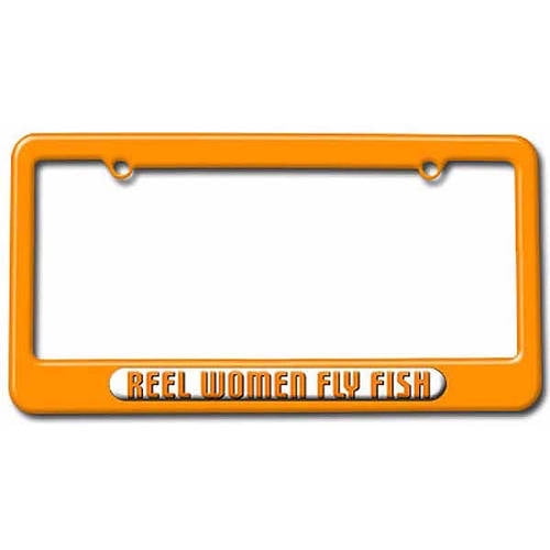 Reel Women Fly Fish, Fishing License Plate Tag Frame, Multiple Colors