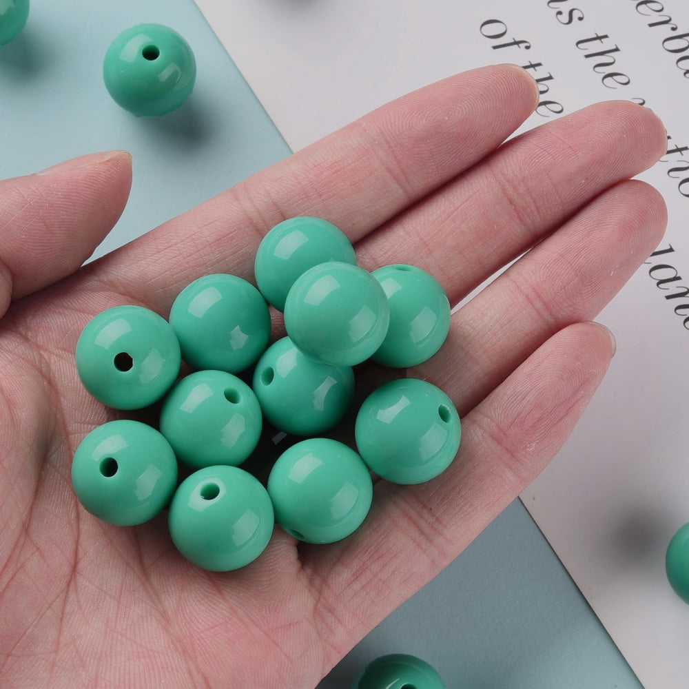 Opaque Acrylic Beads Round Light Sea Green 16x15mm Hole: 2.8mm about 220pcs/500g
