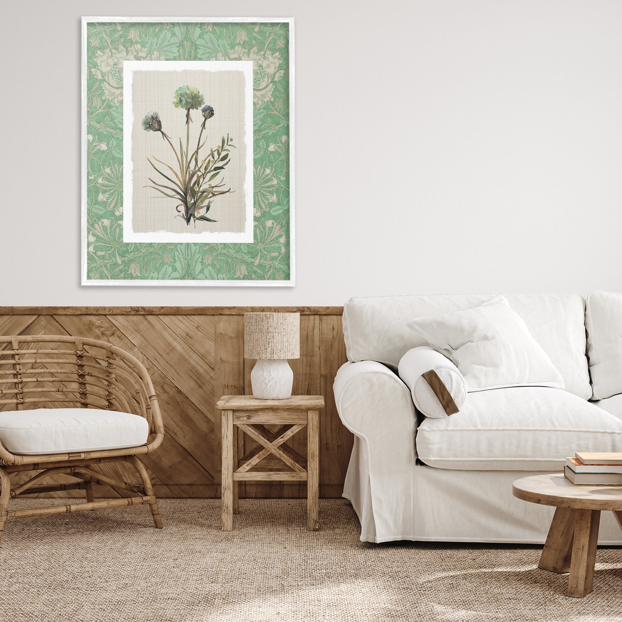Stupell Industries Vintage Foliage in Green White Framed Giclee Art, design by Carol Robinson