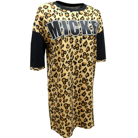 MJC Womens Disney's Mickey Mouse Leopard Print Night Shirt (Small)