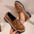 thumbnail image 5 of Women Chunky Heel Loafers Anti-Slip Lug Sole Platform Casual Work Business Dress Shoes, 5 of 6