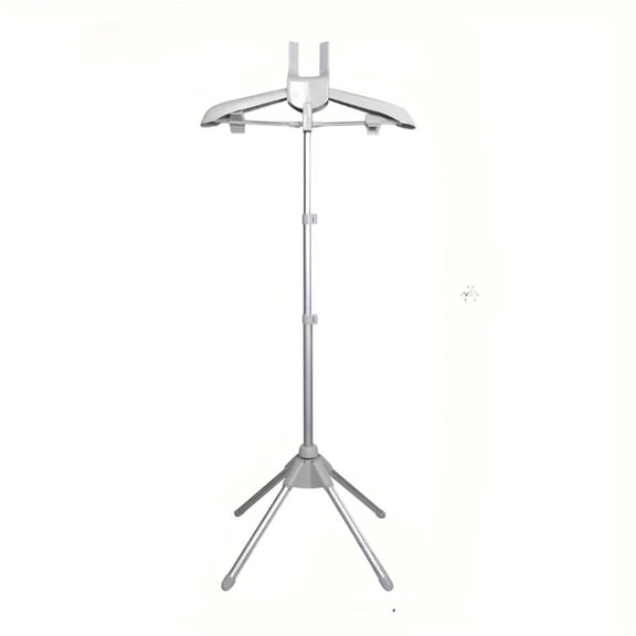 Aluminum alloy foldable clothes drying rack, height adjustable, handheld hanging steam iron accessory stand, equipped with 360° rotating hanger arms