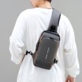 thumbnail image 3 of facefd Man Shoulder Bag Portable Waterproof Stylish USB Interface Anti-lost Zipper Replacement Waist Bags Pocket with Lock Grey, 3 of 9