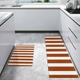 thumbnail image 4 of Burnt Orange Stripe 2 Pieces Non-Slip Kitchen Mat Set Farmhouse Striped Abstract Art Soft Door Mat with Rubber Backing,Dirtproof Rugs for Entrance Doorway 19.7x31.5in+19.7x63in, 4 of 9