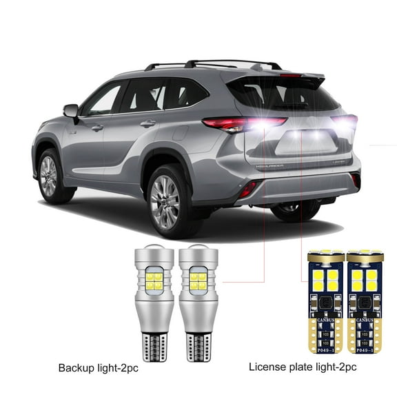 4Pc Car LED Bulbs For Toyota Highlander 2008-2025 LED Car Reverse Backup Light  License Plate Light CANBUS White
