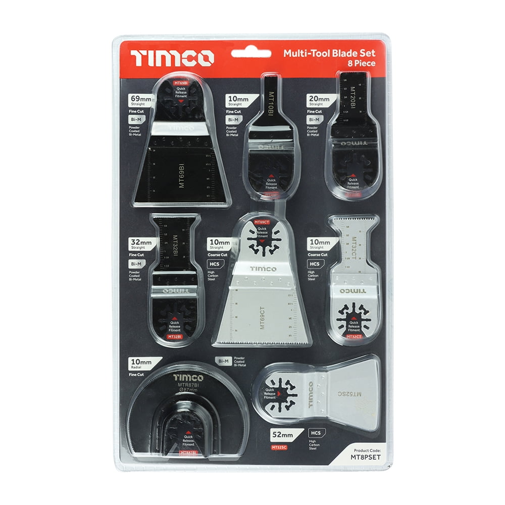 Timco - Multi-Tool Blade Sets - 8 Piece Set (Size Mixed - 1 Each)