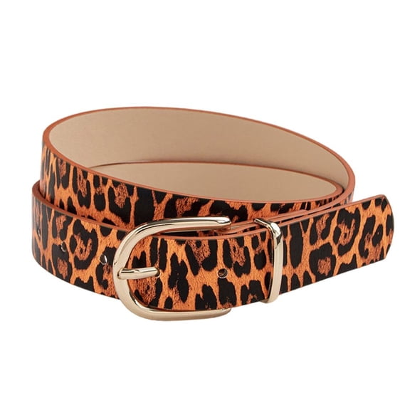 Weflink 2000s Leopard Design Wide Waist Belt PU Waist Strap Pin Buckles Waistband