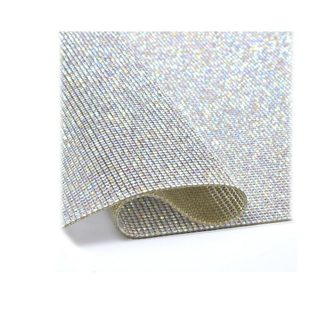 facefd Crystal Rhinestone Ribbon Clothing Accessories Sticker Convenient Using Present Decoration Sheet with Shine Appearance Exquisite white ABcolor 6 hot melt glue