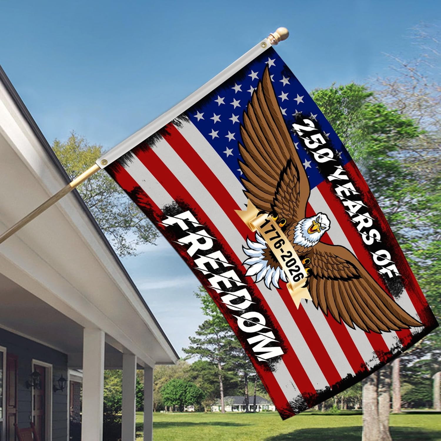 America 250th Anniversary Flag, 250 Anniversary USA Flag 3x5 FT Double Sided, 3 Ply 250 Years American Flag Birthday Patriotic Decor for Outdoor, Front Door, Porch, Wall (Style B)