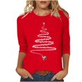 thumbnail image 1 of Awdenio - Blusas de manga larga para mujer, liquidación, moda juvenil, estampado navideño, camiseta holgada, mangas 3/4, blusa, cuello redondo, blusas casuales, 1 of 4