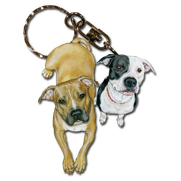 Pit Bull Keychain, Souvenir Key Holder, Dog Charm Tag, Pet Key Rings Craft Ornaments, Wooden Die-Cut