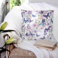 thumbnail image 3 of Pillow Covers 16x16 Set of 2, Pink Flowers Throw Pillow Covers Decorative Couch Cushion Cover, Spring Floral Purple Butterflies Watercolor Microfiber Soft Square Pillowcases for Bedroom Sofa, 3 of 7