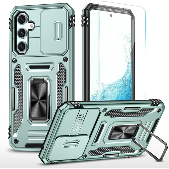for Samsung Galaxy S23 FE 5G Case with HD Screen Protector & Slide Camera Cover & Kickstand, Samsung S23 FE 5G Case [Military-Grade] Phone Case for Samsung Galaxy S23 FE 5G (Z_Green)