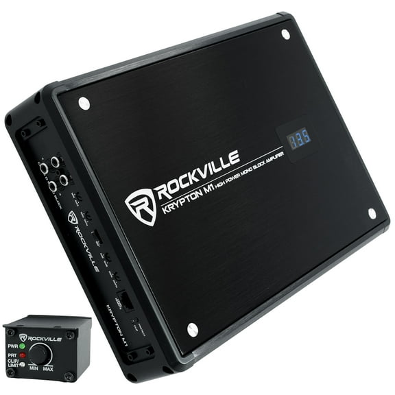Rockville Krypton-M1 2000w Peak/500w RMS Mono 1 Ohm Car Amplifier Amp Remote