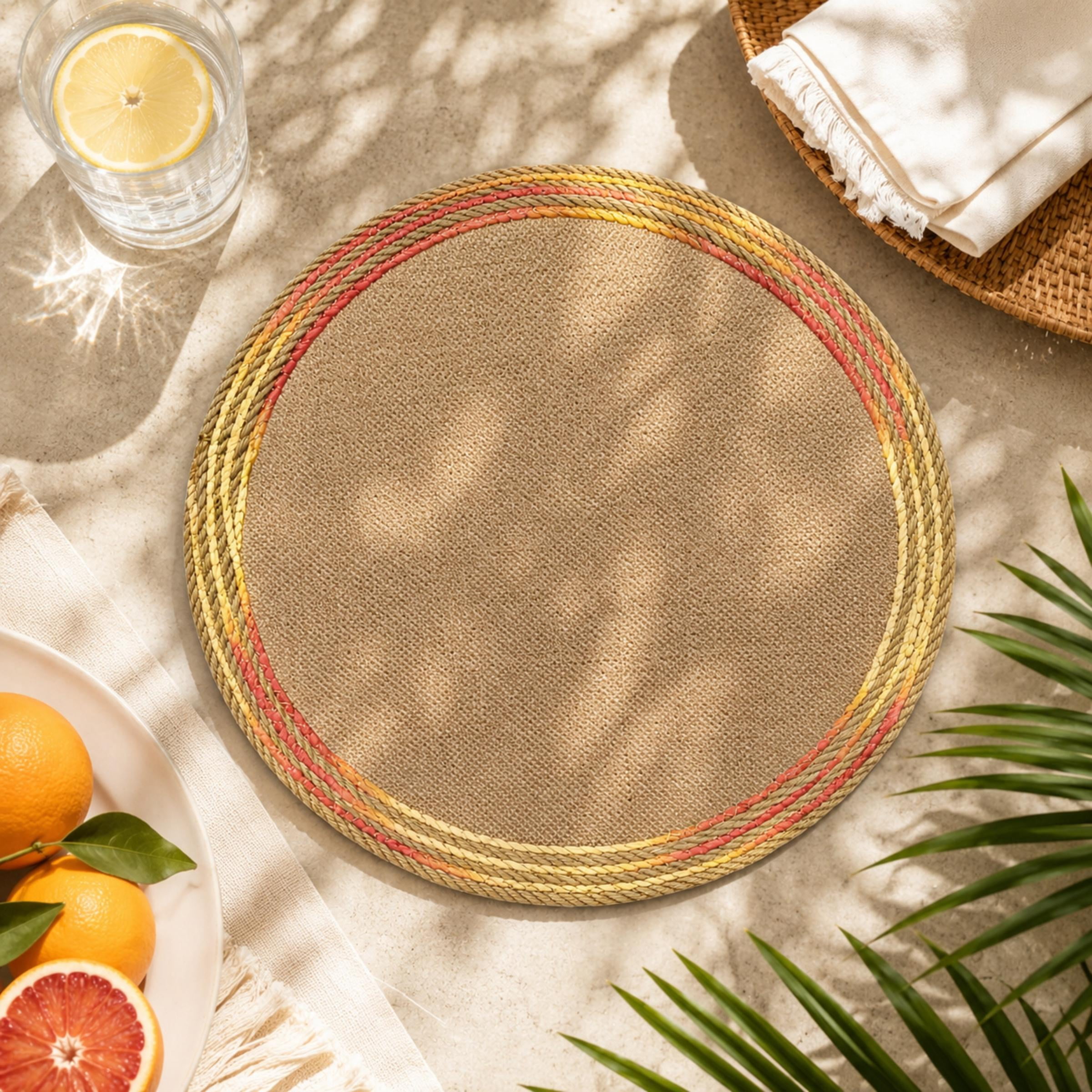 Dainty Home Set of 4 Placemats | Elegant and Durable | 15x15 in Round Woven Non-Slip Washable Place Mats | Tear-Resistant Heat | Resistant Placemats