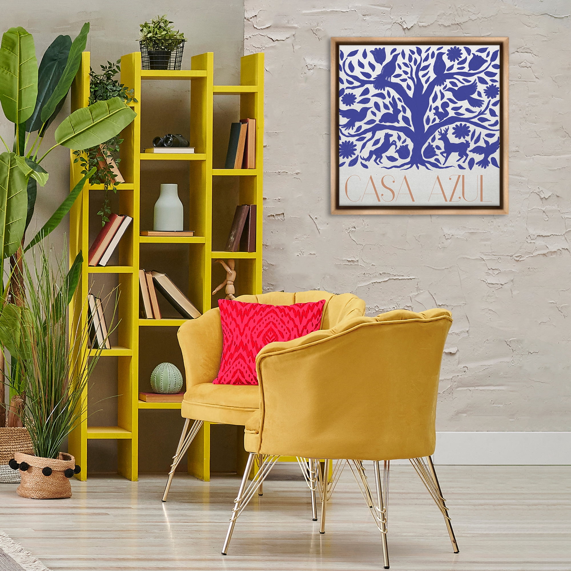 Stupell Industries Casa Azul Árbol y Animales Animals Painting Brown Floater Framed Art Print Wall Art, 25 x 25