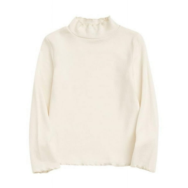 cfhntfmh Children's Girls Boys Shirts Long Sleeve Ruffle Hem Lounge Pullover Tops Fall Comfy Mock Neck Solid Basic Undershirts