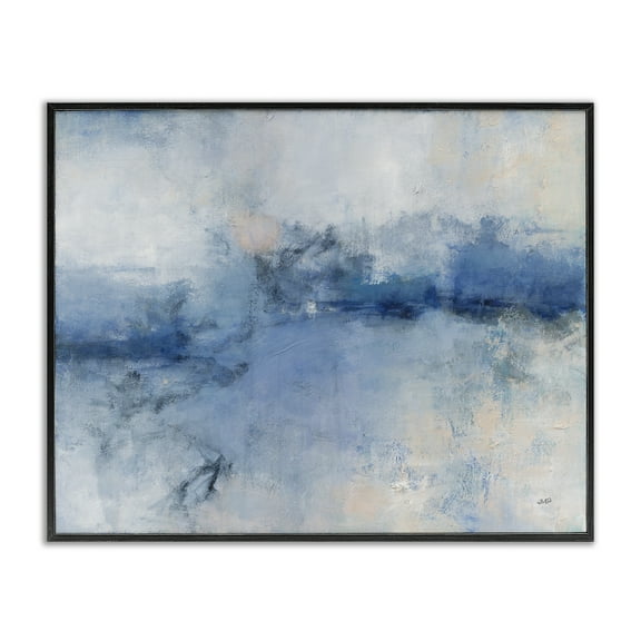 Stupell Industries Blue Seaside Impressions Abstract Painting Black Framed Art Print Wall Art, 14 x 11