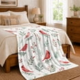 thumbnail image 6 of Red Cardinals Snowy Pine Boughs Festive Holiday, Festive Holiday Scene, Warm Flannel Blanket for Living Room and Reading Nook, Art Lovers Christmas Gift, Festive Home Decor, 6 of 7