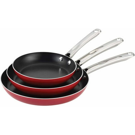 Aluminum Commercial Skillet - Farberware Aluminum Nonstick 3-Piece Skillet Set, Red