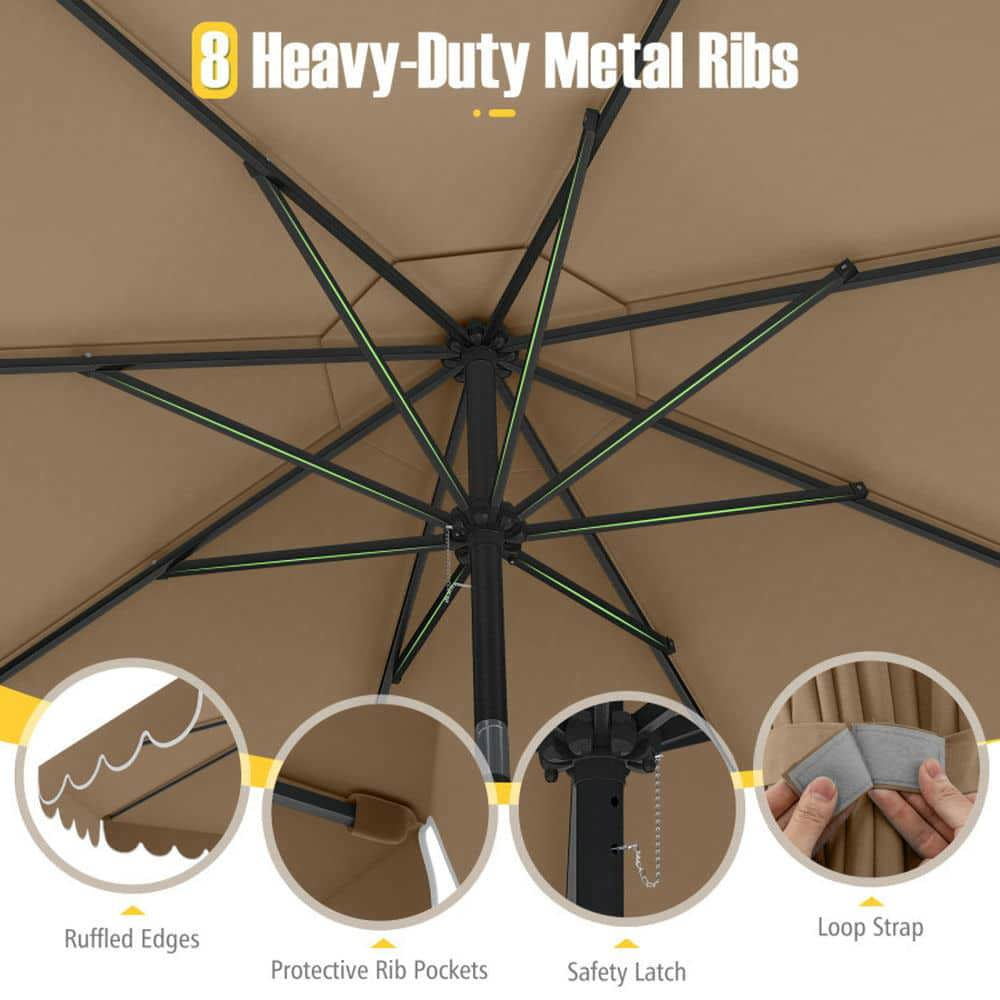 Spaco 10 Feet Patio Umbrella Outdoor Market Umbrella with Crank Tilt Adjustment, Outdoor Shade, Brown