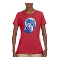 thumbnail image 2 of Wolf Howling at the Moon | Womens Animal Lover Graphic T-Shirt, Red, X-Large, 2 of 3