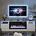thumbnail image 3 of oneinmil Fireplace TV Stand with 36" Electric Fireplace, LED Light Entertainment Center, Modern Wood Texture Highlight Storage Cabinet for TVs Up to 80", 70 inches,White, 3 of 4