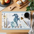 thumbnail image 2 of Coastal Seahorse Placemats Set of 12 Nautical Starfish Shell Seaweed Anchor Place Mats Indoor Wipeable Table Mats Washable Cloth Dining Table Placemats for Kitchen Holiday Party Home Decor 13x19 Inch, 2 of 9