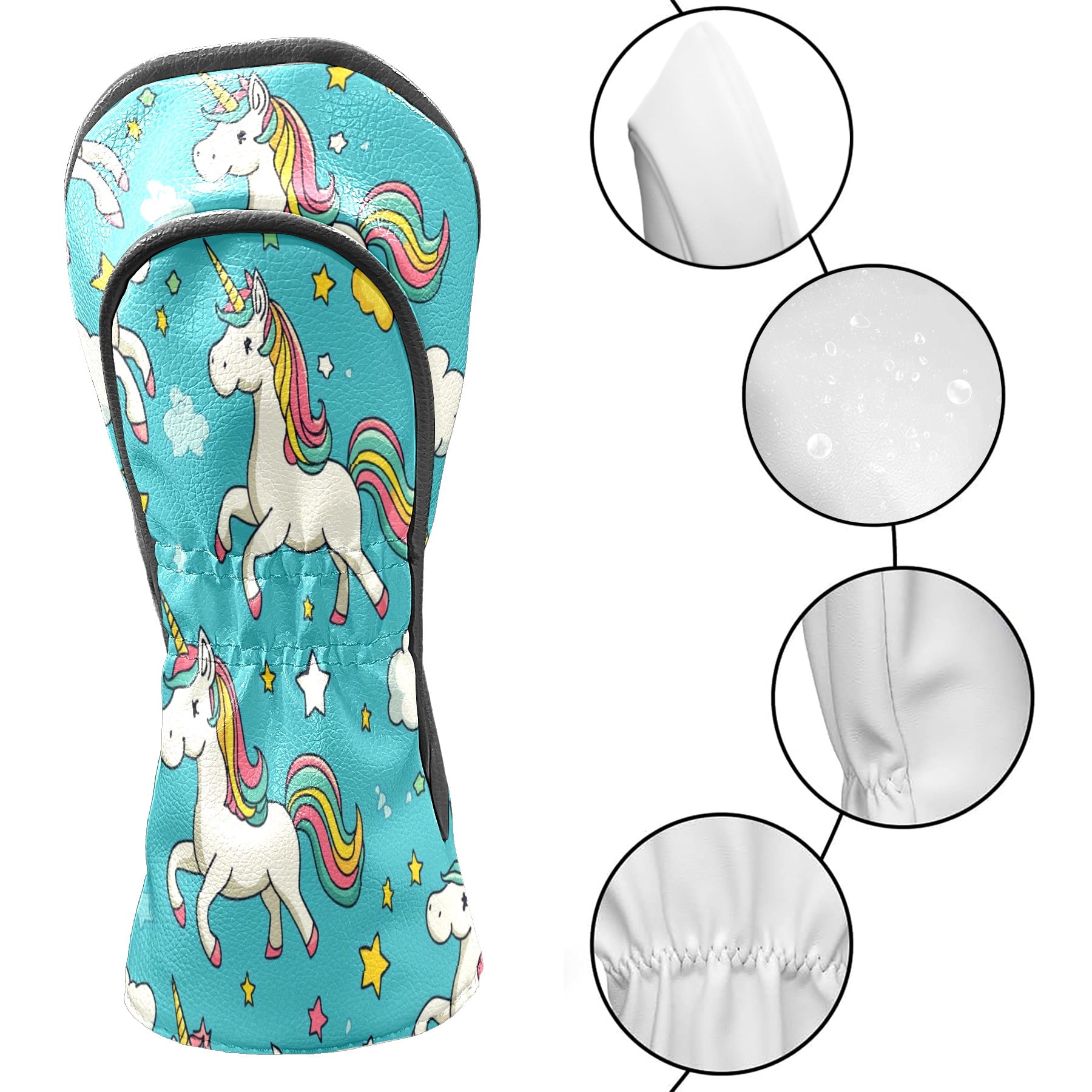 Golf Head Covers Beautiful Horse Design for Driver, Wood & Hybrid, Premium Waterproof PU Leather with Plush Lining, Elegant Animal Golf Gifts