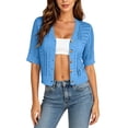 thumbnail image 5 of Sewkxo Short Sleeve Summer Cardigan Sweaters for Women 2026 Lightweight Shrug Crochet Beach Cover Ups,Blue S, 5 of 8