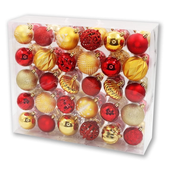 60 Pack Red and Gold Assorted Ball and Onion Ornaments
