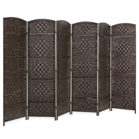 Wicker Room Divider Screens Best Choice Products 70x118in 6-Panel Diamond Weave Wooden Folding Freestanding Room Divider Privacy Screen for Living Room, Bedroom, Apartment with Two-Way Hinges, Dark Mocha ()