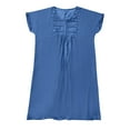 thumbnail image 3 of Ichuanyi Women's Button V-neck Medium Length Denim Short Sleeve Dress, 3 of 6