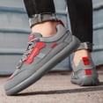 thumbnail image 2 of Men'S & Teens' Low-Top Sneakers - Grey/Red Accent - Durable PVC Outsole - Non-Slip Cushioned Sole, Lace-Up Closure, All-Season Skate Shoes for Skateboarding, Gym, Everyday & Breathable Synthetic Uppe, 2 of 9