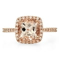 thumbnail image 3 of 14K Rose Gold Cushion Cut Morganite & Round Cut White Diamond Ladies Bridal Halo Style Engagement Ring, 3 of 4