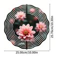 thumbnail image 4 of Vibrant Pink Flower Metal Hanging Wind Spinner - Abstract Design with Concentric White Lines for Yard & Garden Decor, 4 of 6