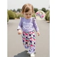 thumbnail image 6 of Rovasas Girls 3PCS Pants Sets Letter Print Romper Floral Flared Pants Headband, 6 of 9