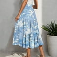 thumbnail image 5 of cocolona Womens Summer Elastic Waist Flowy Long Skirts Fashion Floral Print Beach Vacation Boho A Line Skirts Comfy Midi Skirts for Women Light Blue XL, 5 of 6