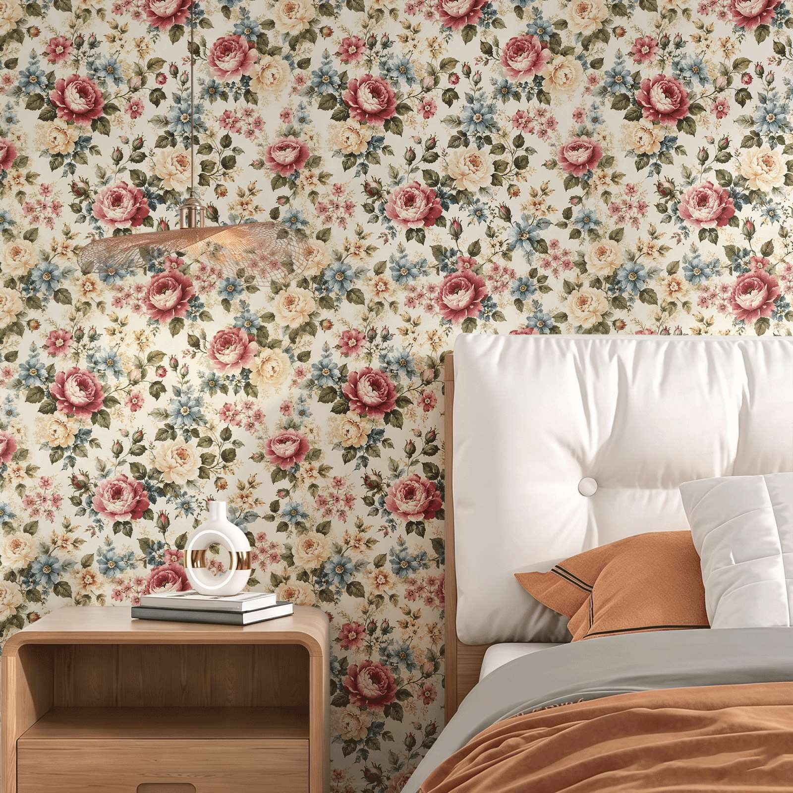 Vintage Floral Rose wallpaper.Victorian classic style.suitable for indoor walls or cabinets.delicate garden petal art home decor.