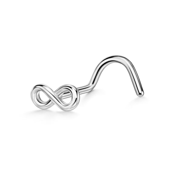 20g Nose Screw Surgical Steel Infinity Nose Studs for Women Nose Rings Studs 20 Gauge Nostril Piercing Jewelry Silver