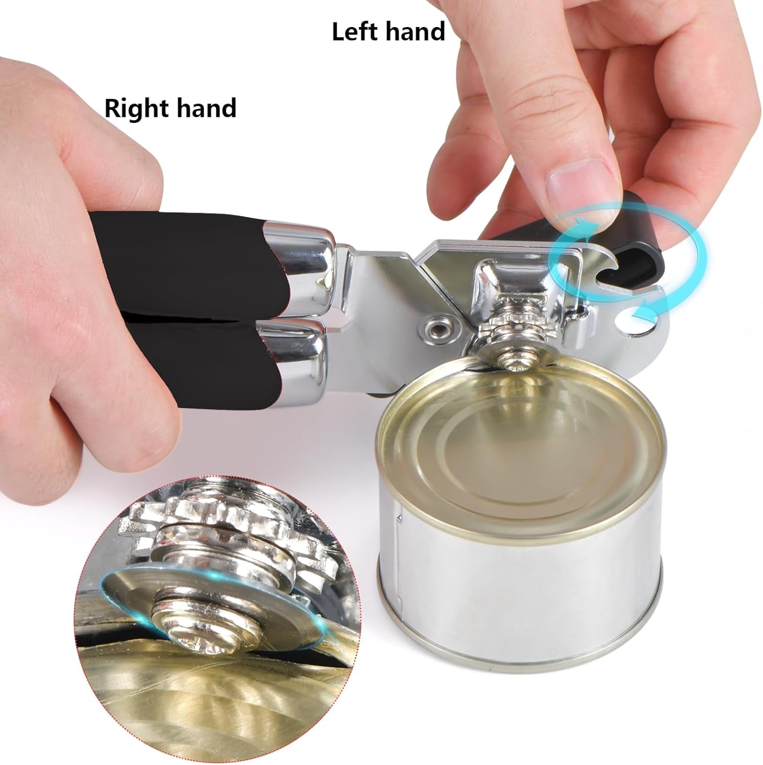 Left-handed can opener and bottle cap opener, left-handed person/adult kitchen tool cutlery (black)