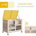 thumbnail image 4 of Indoor Rabbit Hutch with Wheels, Bunny Cage Guinea Pig House W/ Top Access, Ramp, Pull Out Tray, Natural Wood, 4 of 7