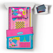 Playtime Edventures 3-Piece Twin Set Pink! Over 50 Fun Interactive Games & Puzzles. Ultra-Soft Microfiber (1 Fitted Sheet, 1 Flat Sheet, 1 Pillowcase). For Home and Even In Hospital use too.