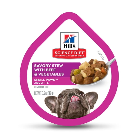 Hill's Science Diet Adult Small Paws Canned Dog Food, Savory Stew Beef & Vegetables, 3.5 oz, 12 Pack wet dog food