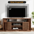 thumbnail image 4 of Flycity Mid Century Modern TV Stand for 55 60 65 Inch TVs, Entertainment Center with Sliding Doors & Storage, Wood Media Console for Living Room/Bedroom, Walnut Credenza TV Cabinet, 4 of 10