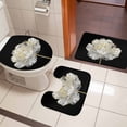 thumbnail image 5 of Abstract White Bathroom Rugs Set Gold Floral Black Background Modern Art Non Slip Absorbent Soft Bath Mats 3 Piece Set with Bathroom Rug, U-Shaped Floor Mat, Toilet Seat Cover Small Size, 5 of 9